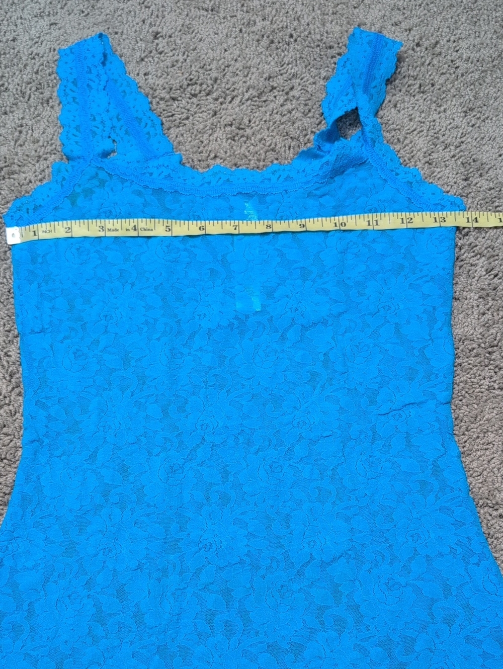 Hanky Panky Signature Lace Unlined Camisole Tank Aqua Stretch Scallop Trim Small - Picture 4 of 7